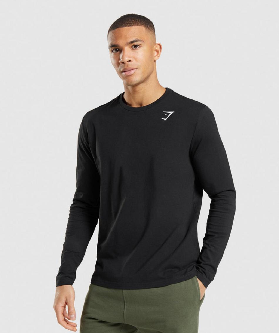 Long Sleeve Gymshark Crest Hombre Negras | CO 3464LIS